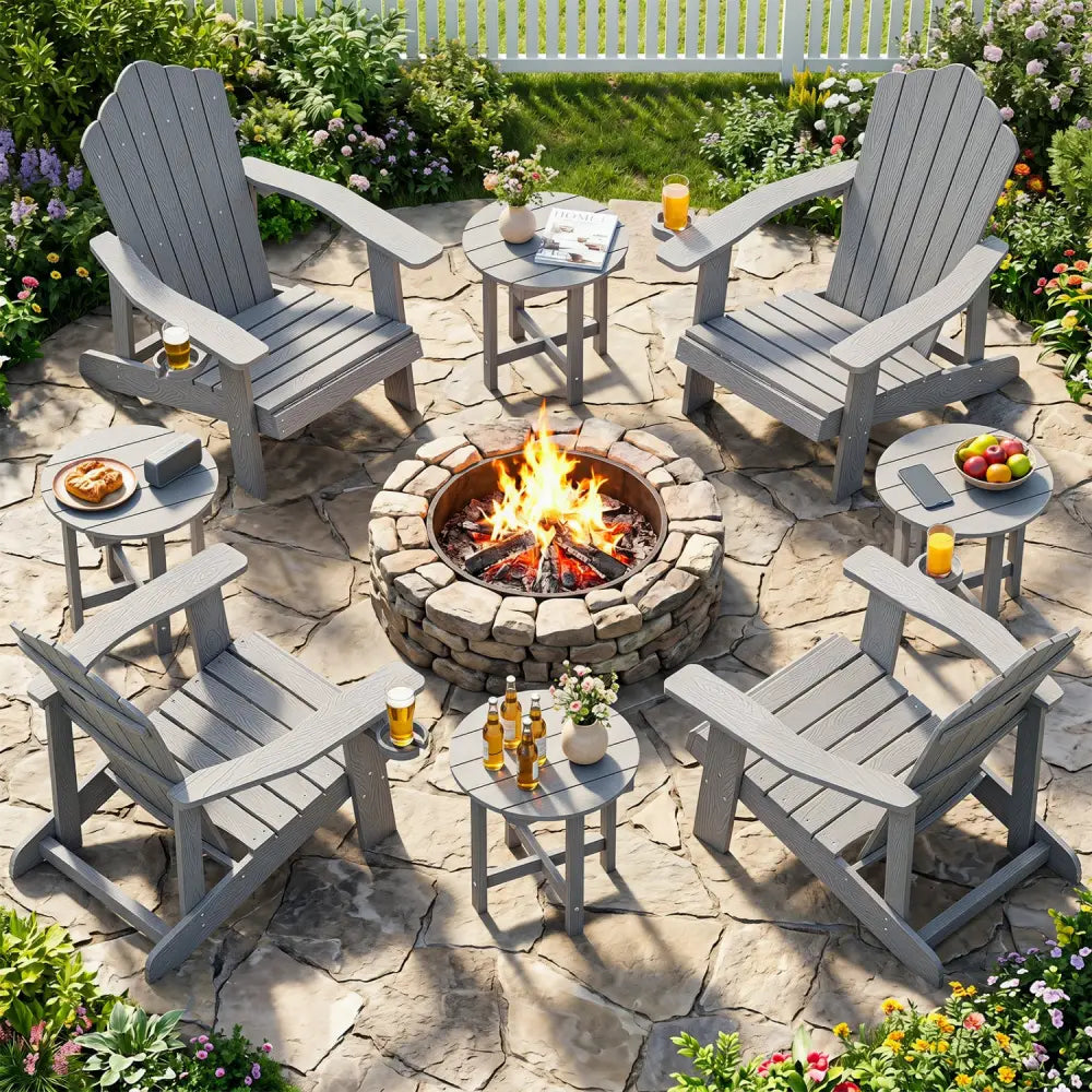HIPS Adirondack Side Table with Weather-Resistant and Waterproof Top-Gray - Gray - Patio Coffee Tables