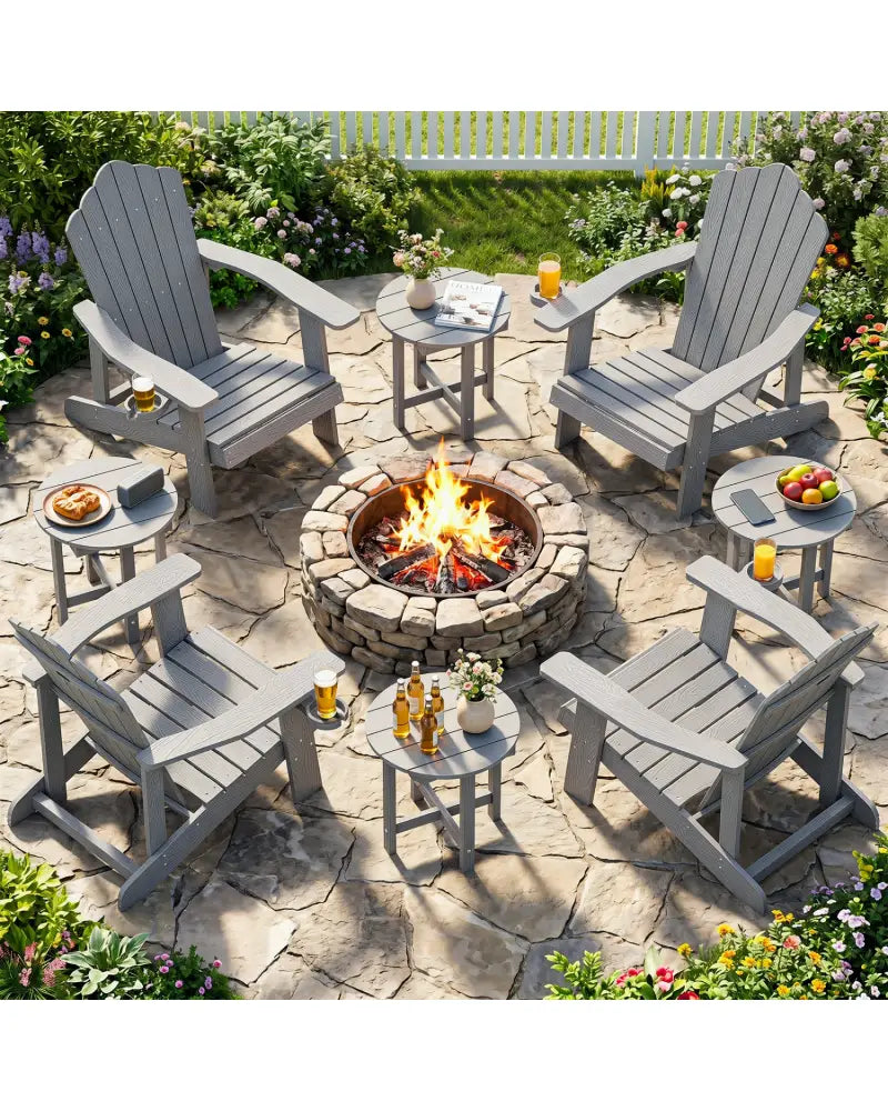 HIPS Adirondack Side Table with Weather-Resistant and Waterproof Top-Gray - Gray - Patio Coffee Tables