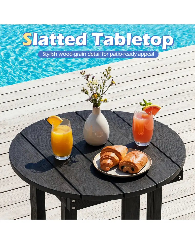 HIPS Adirondack Side Table with Weather-Resistant and Waterproof Top-Black - Black - Patio Coffee Tables