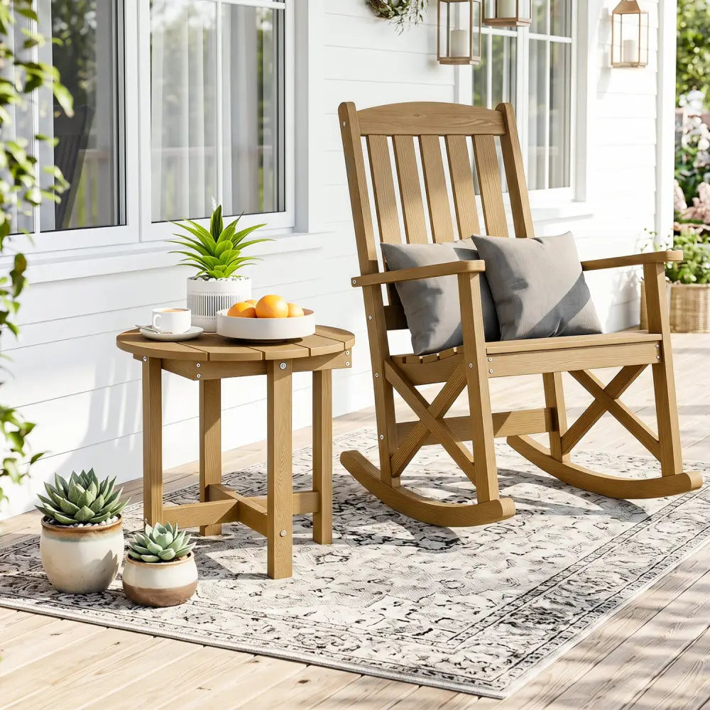 HIPS Adirondack Side Table with Weather-Resistant and Waterproof Top-Coffee - Coffee - Patio Coffee Tables