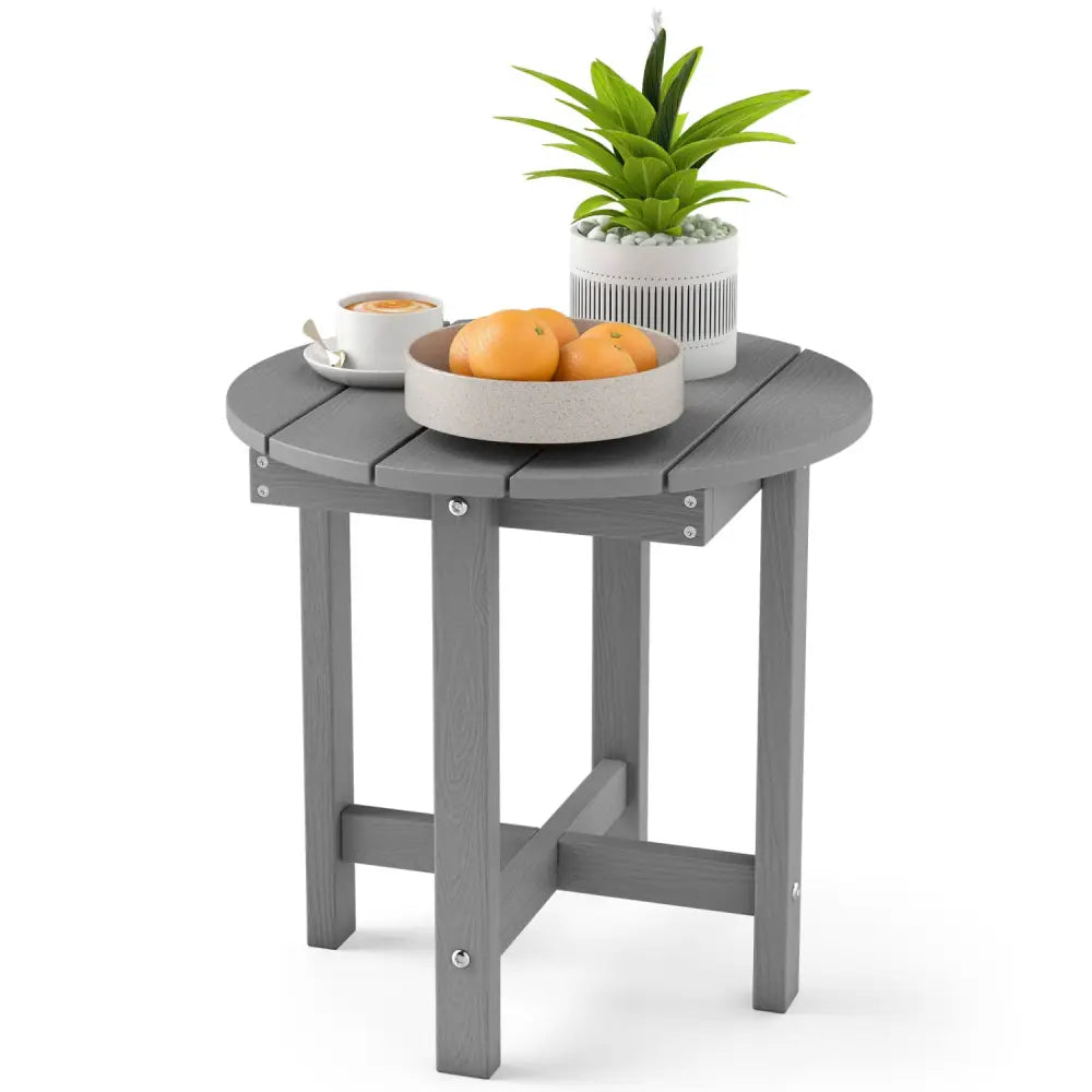 HIPS Adirondack Side Table with Weather-Resistant and Waterproof Top-Gray - Gray - Patio Coffee Tables