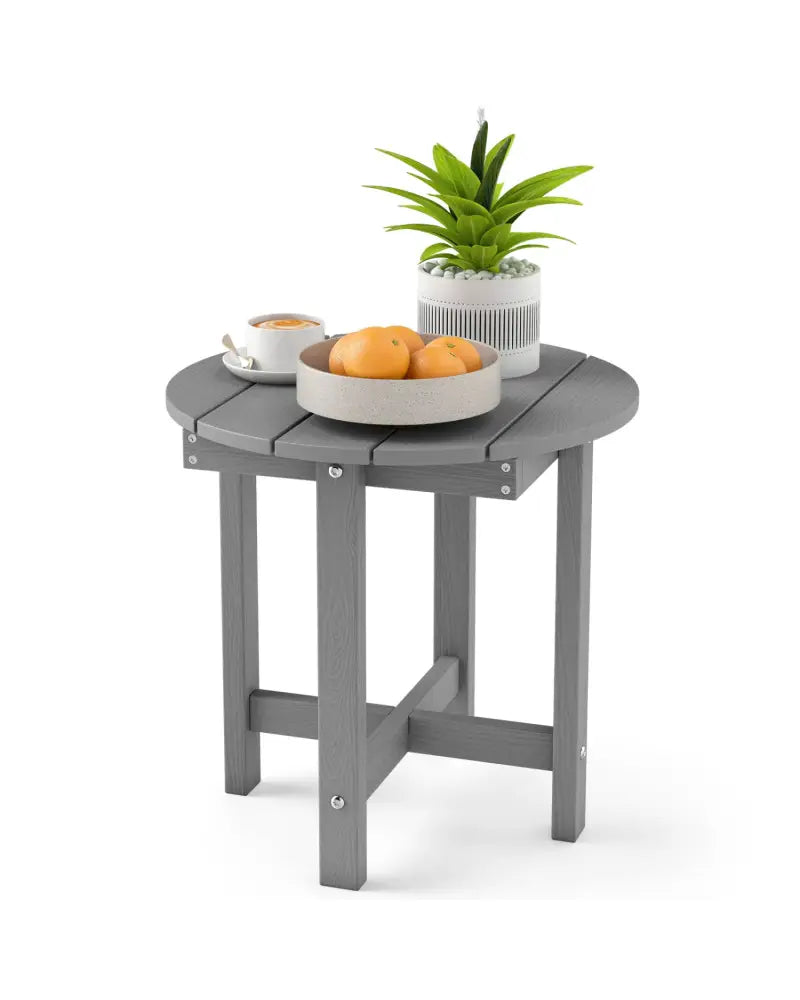 HIPS Adirondack Side Table with Weather-Resistant and Waterproof Top-Gray - Gray - Patio Coffee Tables