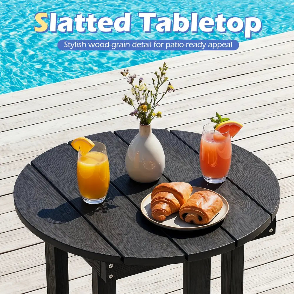 HIPS Adirondack Side Table with Weather-Resistant and Waterproof Top-Black - Black - Patio Coffee Tables