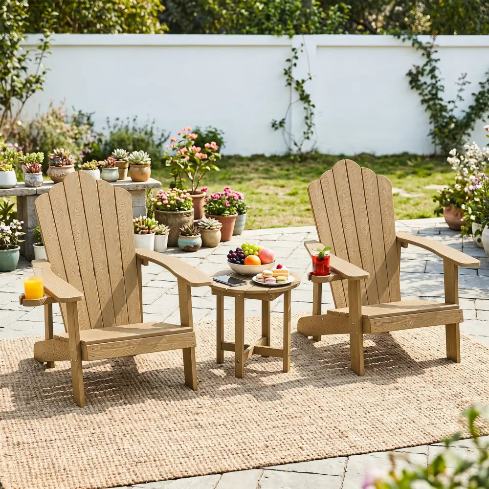 HIPS Adirondack Side Table with Weather-Resistant and Waterproof Top-Coffee - Coffee - Patio Coffee Tables