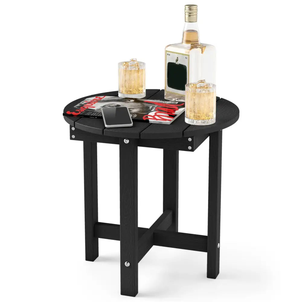 HIPS Adirondack Side Table with Weather-Resistant and Waterproof Top-Black - Black - Patio Coffee Tables