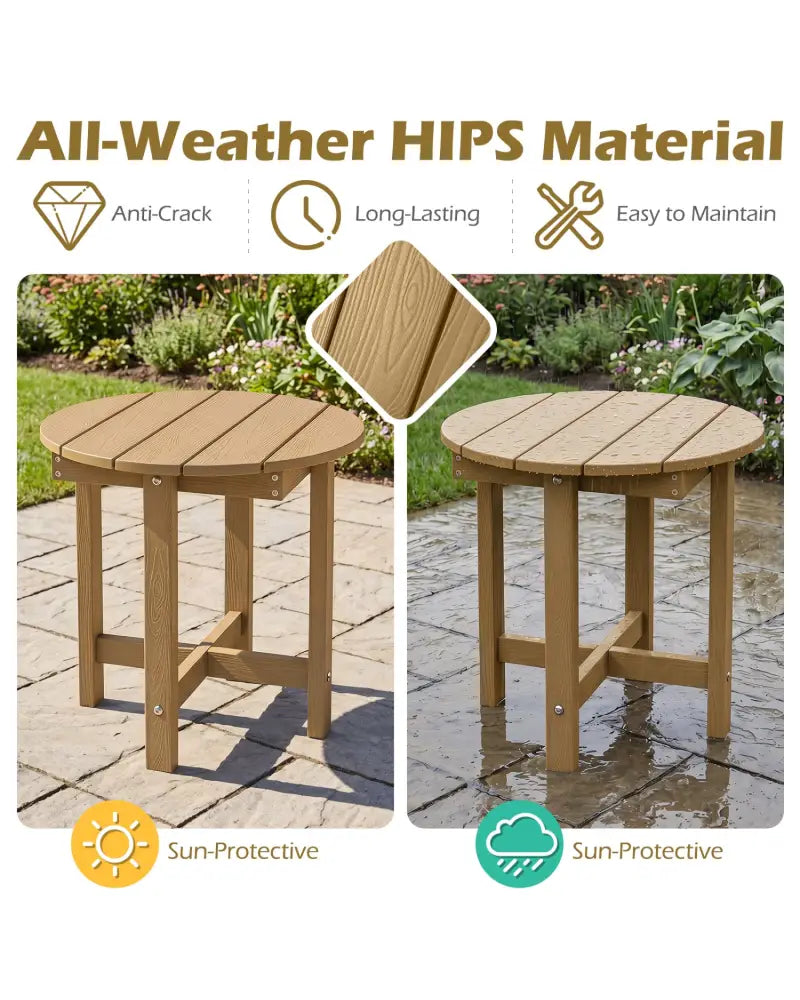 HIPS Adirondack Side Table with Weather-Resistant and Waterproof Top-Coffee - Coffee - Patio Coffee Tables