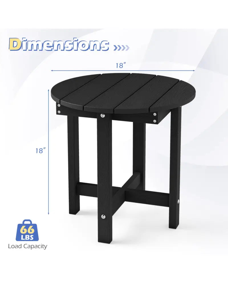 HIPS Adirondack Side Table with Weather-Resistant and Waterproof Top-Black - Black - Patio Coffee Tables