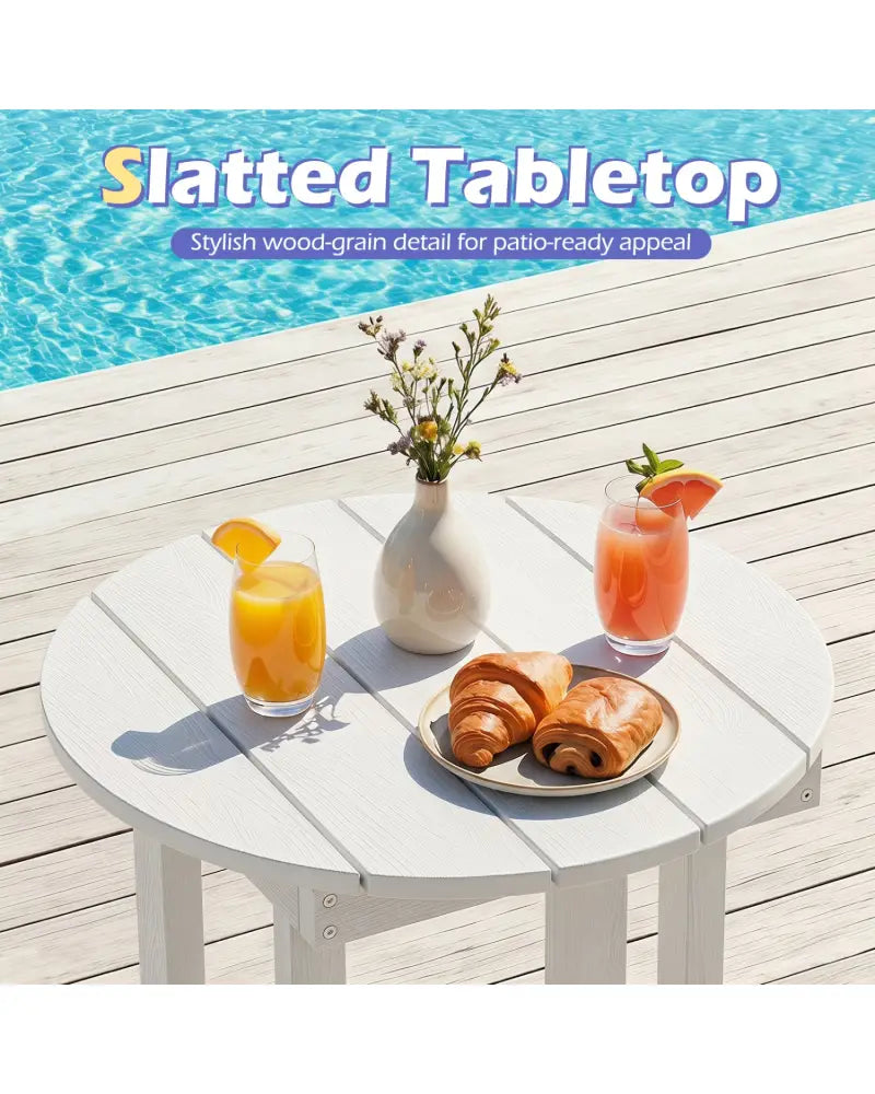 HIPS Adirondack Side Table with Weather-Resistant and Waterproof Top-White - White - Patio Coffee Tables