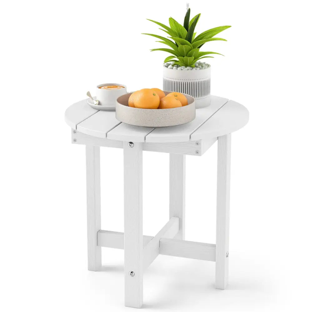 HIPS Adirondack Side Table with Weather-Resistant and Waterproof Top-White - White - Patio Coffee Tables