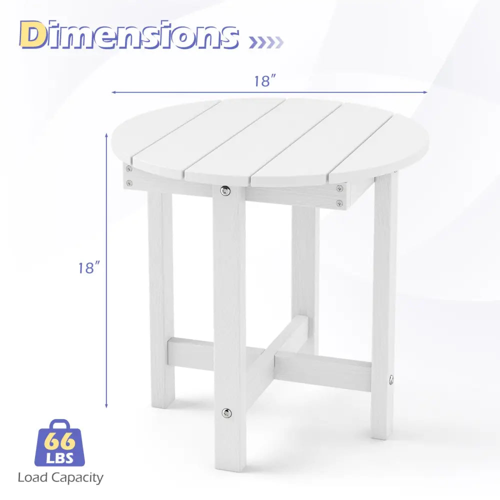 HIPS Adirondack Side Table with Weather-Resistant and Waterproof Top-White - White - Patio Coffee Tables