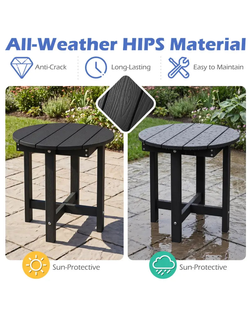 HIPS Adirondack Side Table with Weather-Resistant and Waterproof Top-Black - Black - Patio Coffee Tables