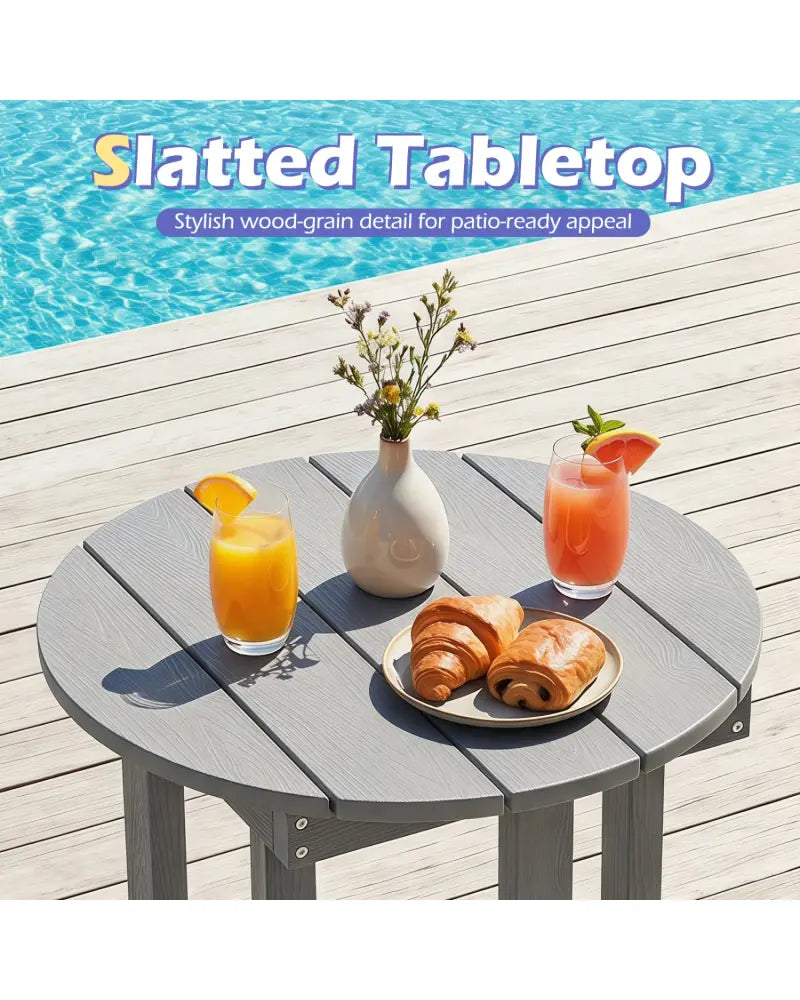 HIPS Adirondack Side Table with Weather-Resistant and Waterproof Top-Gray - Gray - Patio Coffee Tables