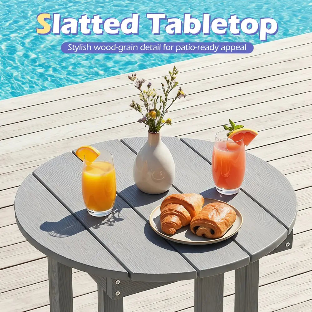 HIPS Adirondack Side Table with Weather-Resistant and Waterproof Top-Gray - Gray - Patio Coffee Tables