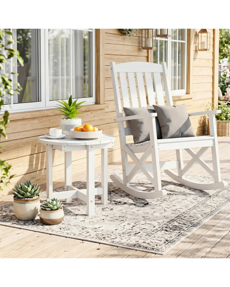 HIPS Adirondack Side Table with Weather-Resistant and Waterproof Top-White - White - Patio Coffee Tables