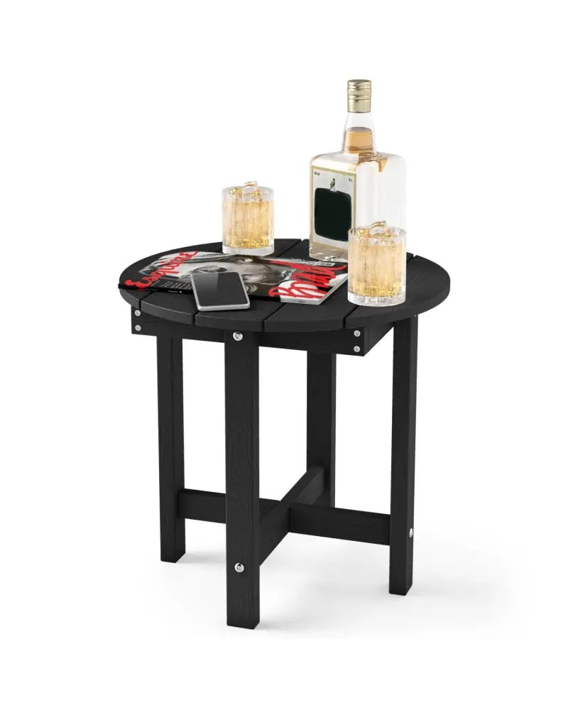 HIPS Adirondack Side Table with Weather-Resistant and Waterproof Top-Black - Black - Patio Coffee Tables