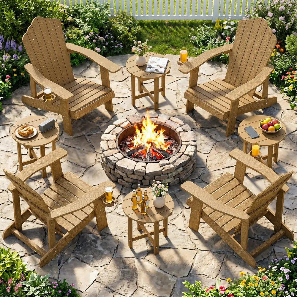HIPS Adirondack Side Table with Weather-Resistant and Waterproof Top-Coffee - Coffee - Patio Coffee Tables
