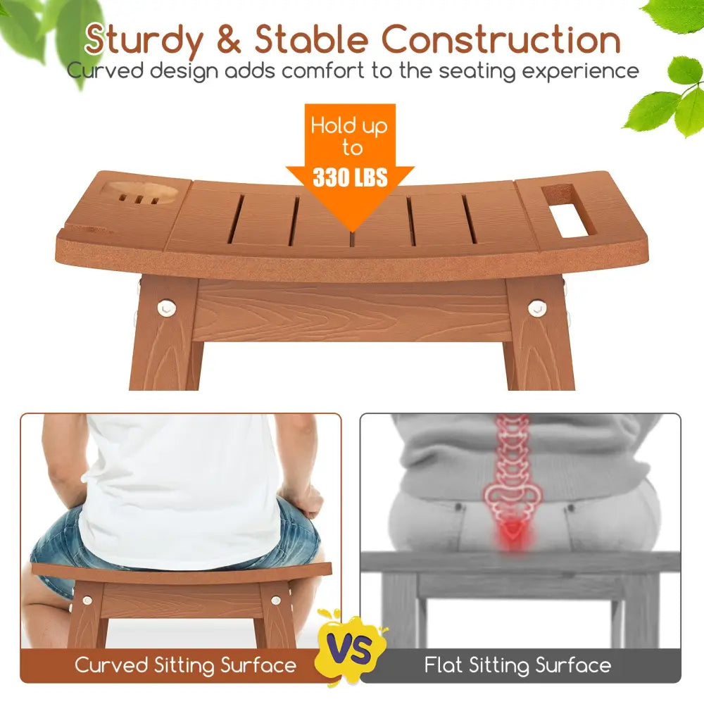 HIPS Shower Bench Seat with Handle Shower Head-Brown - Brown - Bath Safety