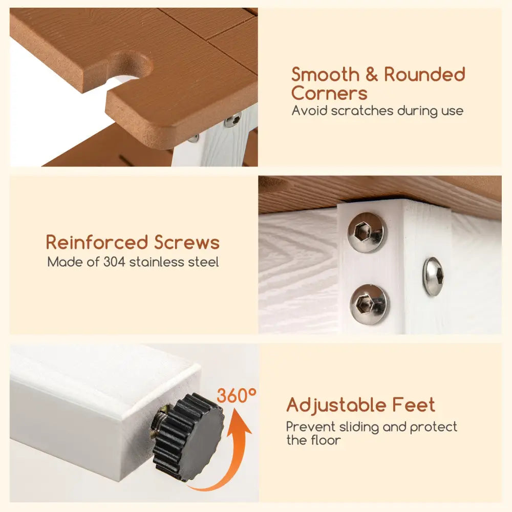 HIPS Shower Bench Seat with Handle Shower Head-Brown&White - Brown & White - Bath Safety