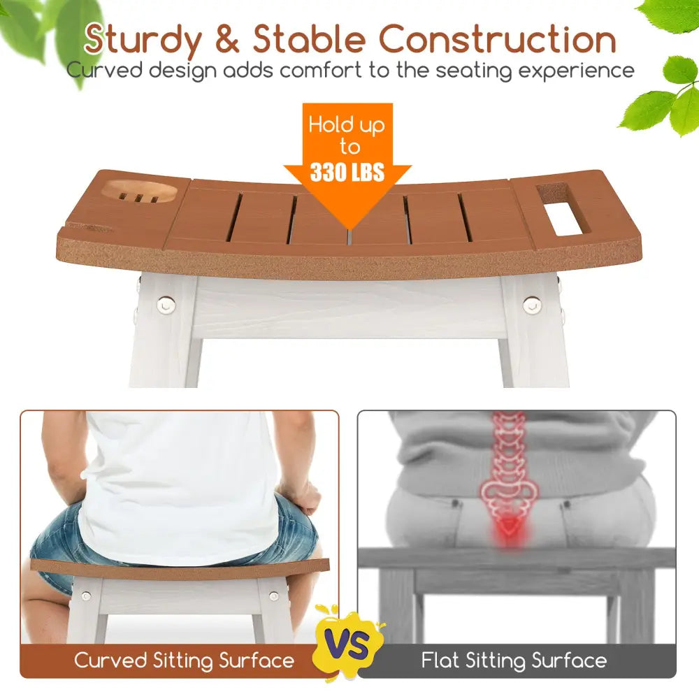 HIPS Shower Bench Seat with Handle Shower Head-Brown&White - Brown & White - Bath Safety