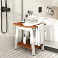 HIPS Shower Bench Seat with Handle Shower Head-Brown&White - Brown & White - Bath Safety
