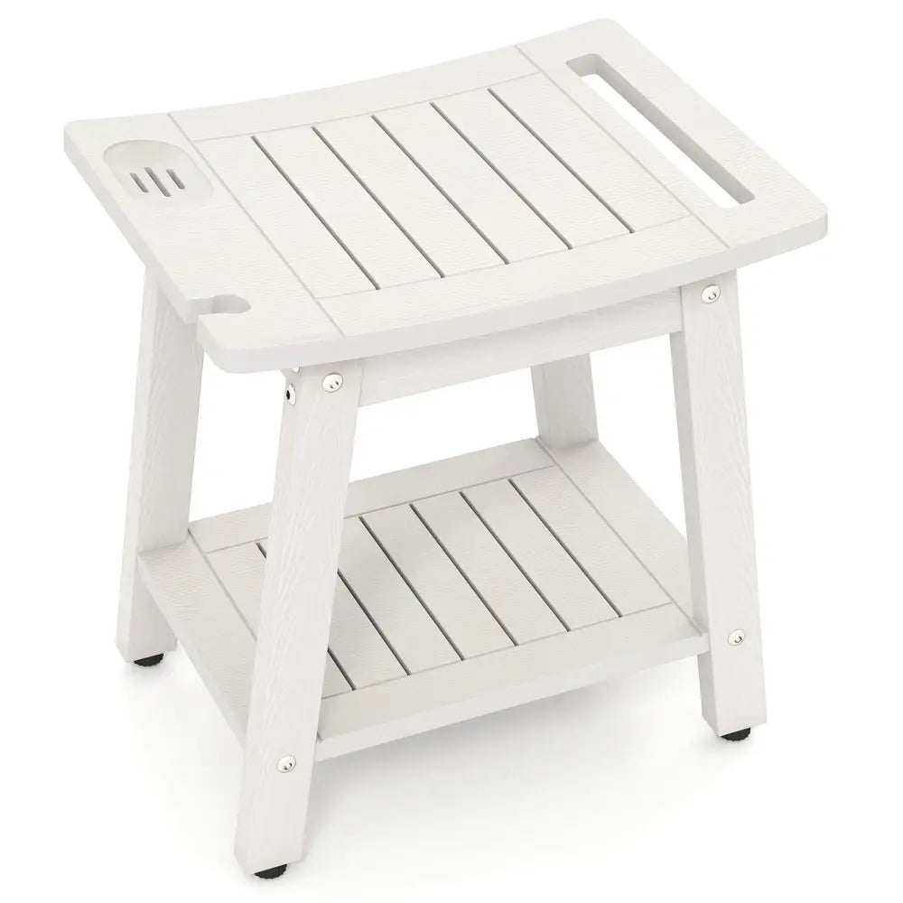 HIPS Shower Bench Seat with Handle Shower Head-White - White - Bath Safety