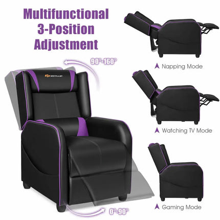 Home Massage Gaming Recliner Chair-Purple - Purple - Gaming Chairs