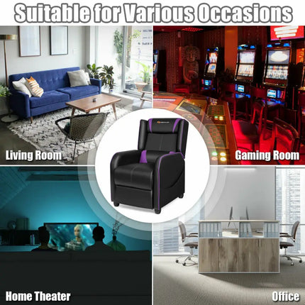 Home Massage Gaming Recliner Chair-Purple - Purple - Gaming Chairs