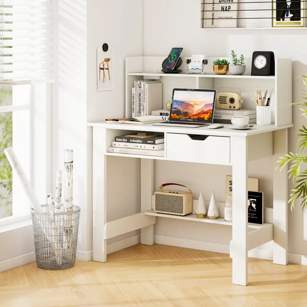 Home Office Computer Desk with Storage Shelves and Drawer Ideal for Working and Studying - Computer Desks