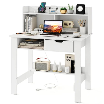 Home Office Computer Desk with Storage Shelves and Drawer Ideal for Working and Studying - Computer Desks
