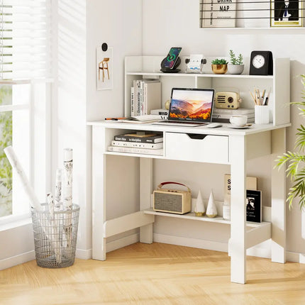 Home Office Computer Desk with Storage Shelves and Drawer Ideal for Working and Studying - Computer Desks