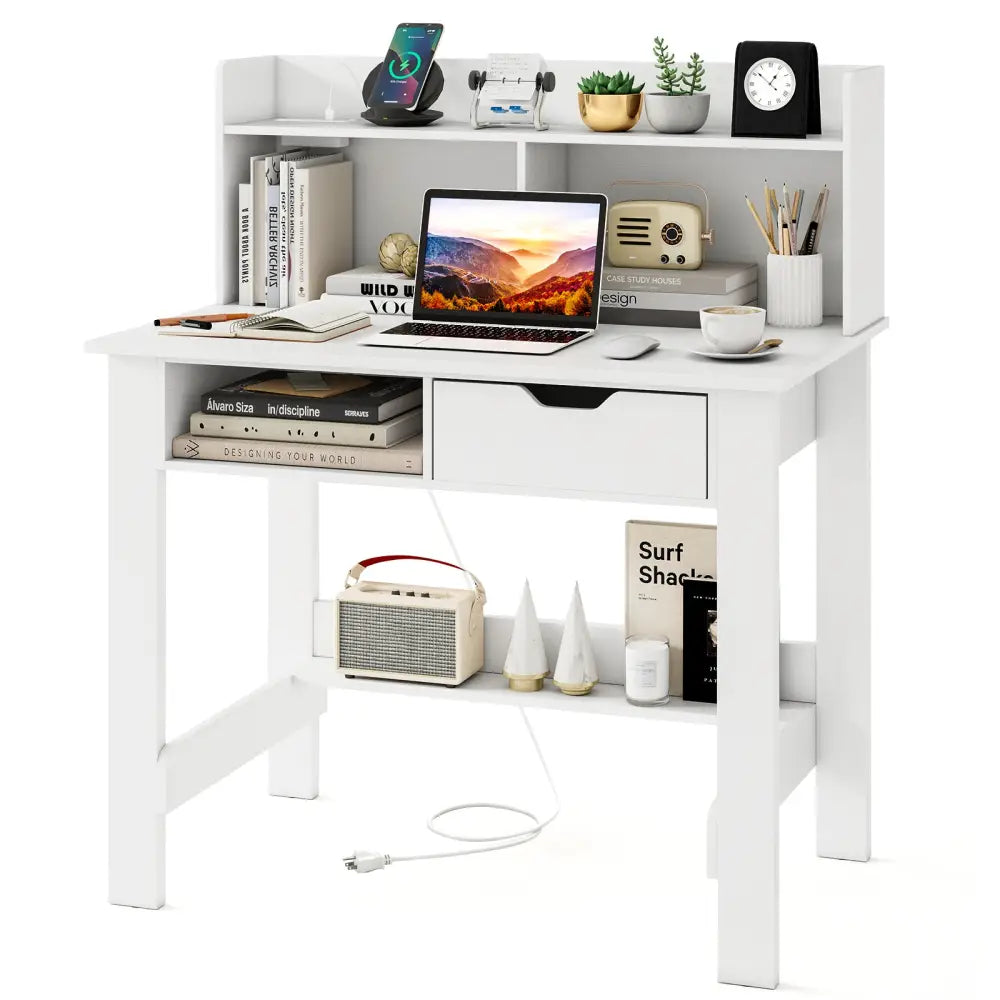 Home Office Computer Desk with Storage Shelves and Drawer Ideal for Working and Studying - Computer Desks