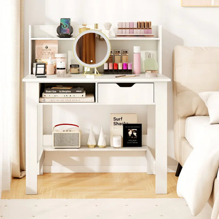 Home Office Computer Desk with Storage Shelves and Drawer Ideal for Working and Studying - Computer Desks