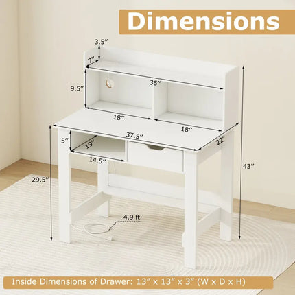 Home Office Computer Desk with Storage Shelves and Drawer Ideal for Working and Studying - Computer Desks