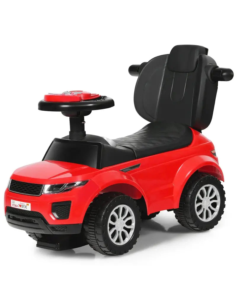 Honey Joy 3 in 1 Ride on Push Car Toddler Stroller Sliding Car with Music-Red - Red - Push & Pedal Ride On Toys