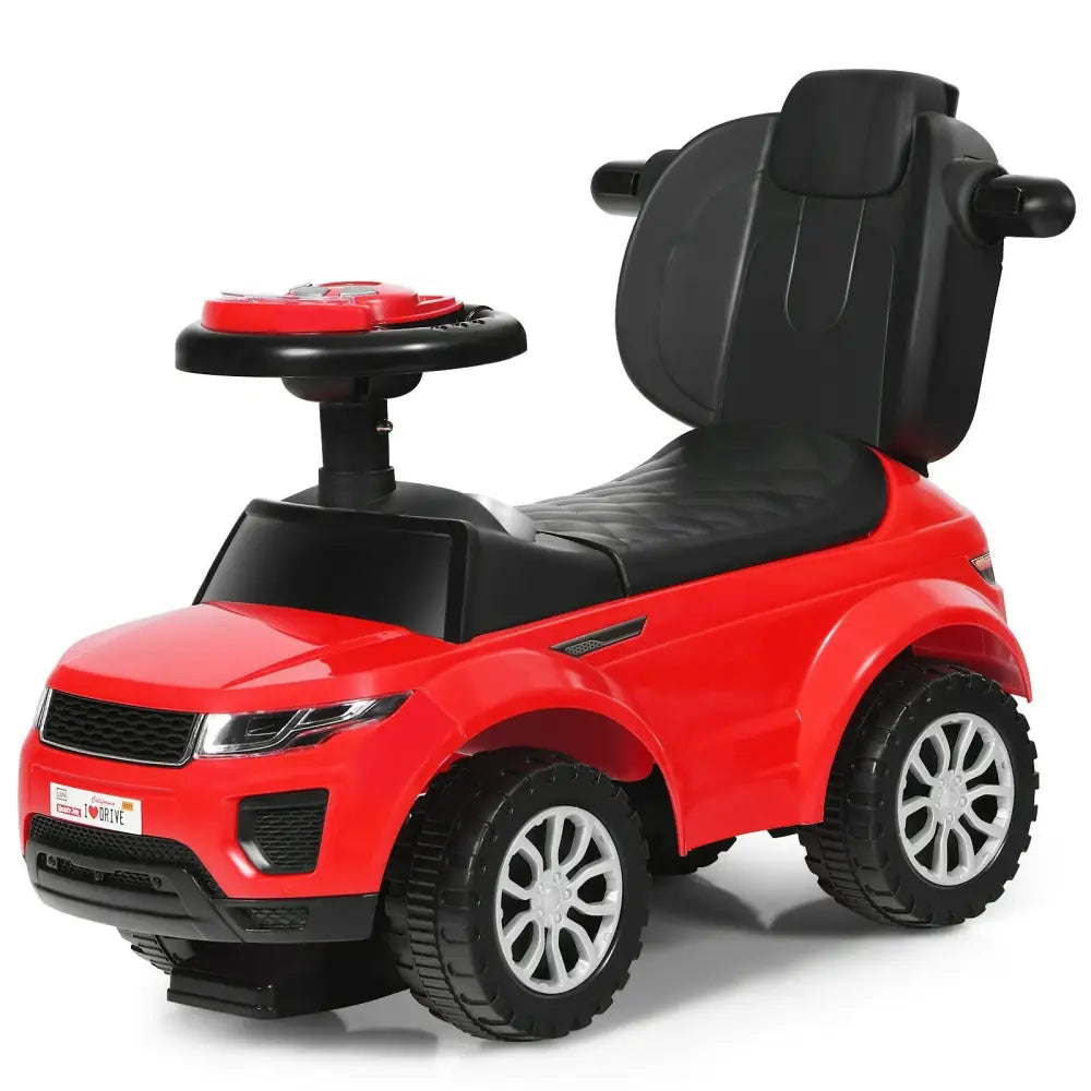Honey Joy 3 in 1 Ride on Push Car Toddler Stroller Sliding Car with Music-Red - Red - Push & Pedal Ride On Toys