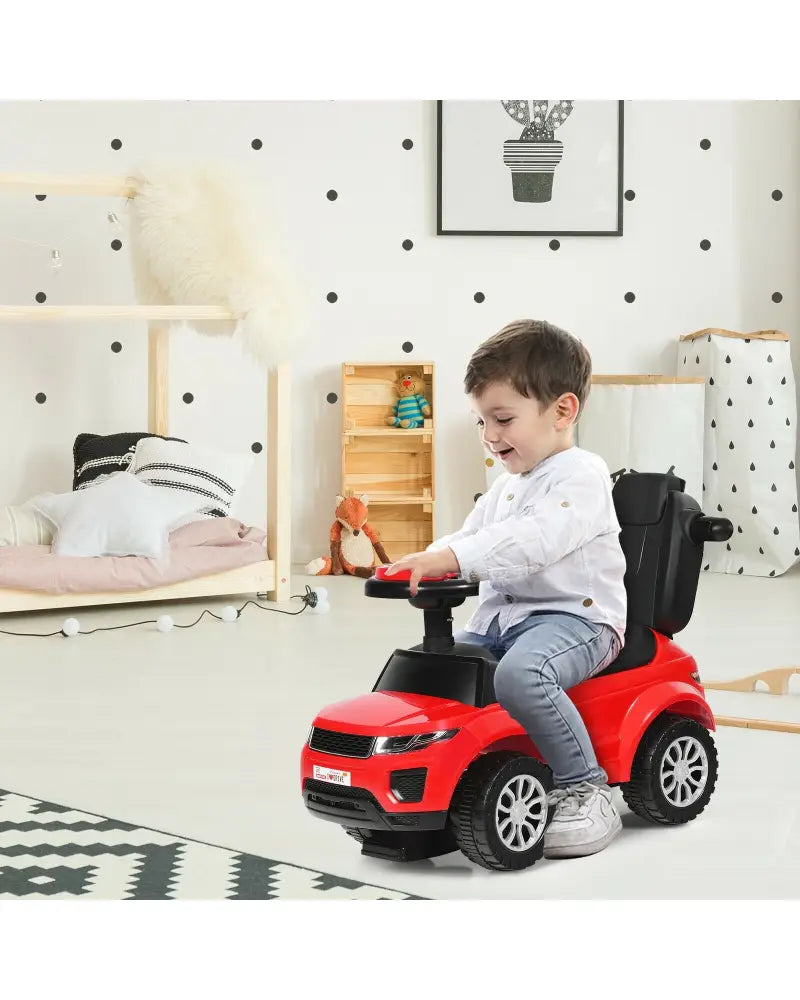 Honey Joy 3 in 1 Ride on Push Car Toddler Stroller Sliding Car with Music-Red - Red - Push & Pedal Ride On Toys
