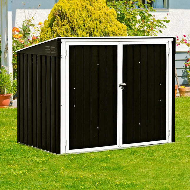 Horizontal Storage Shed 68 Cubic Feet for Garbage Cans - Black - Sheds & Outdoor Storage
