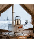 Hot Tent Stove Portable Wood Burning Stove with 7 Chimney Pipes and Spark Arrestor-Silver - Silver - Outdoor Grills