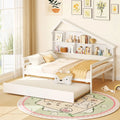 House-Shaped Full Size Daybed with Twin Size Trundle-White - White - Toddler Beds
