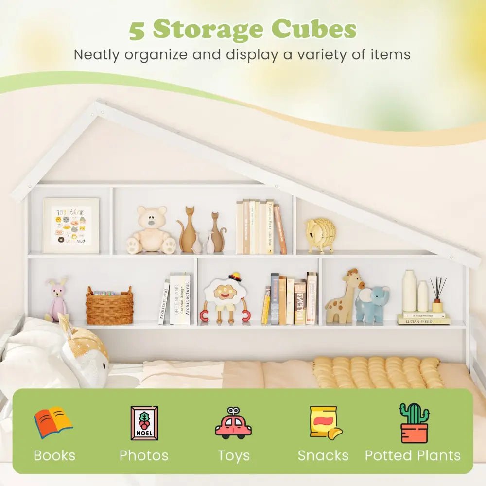 House-Shaped Full Size Daybed with Twin Size Trundle-White - White - Toddler Beds