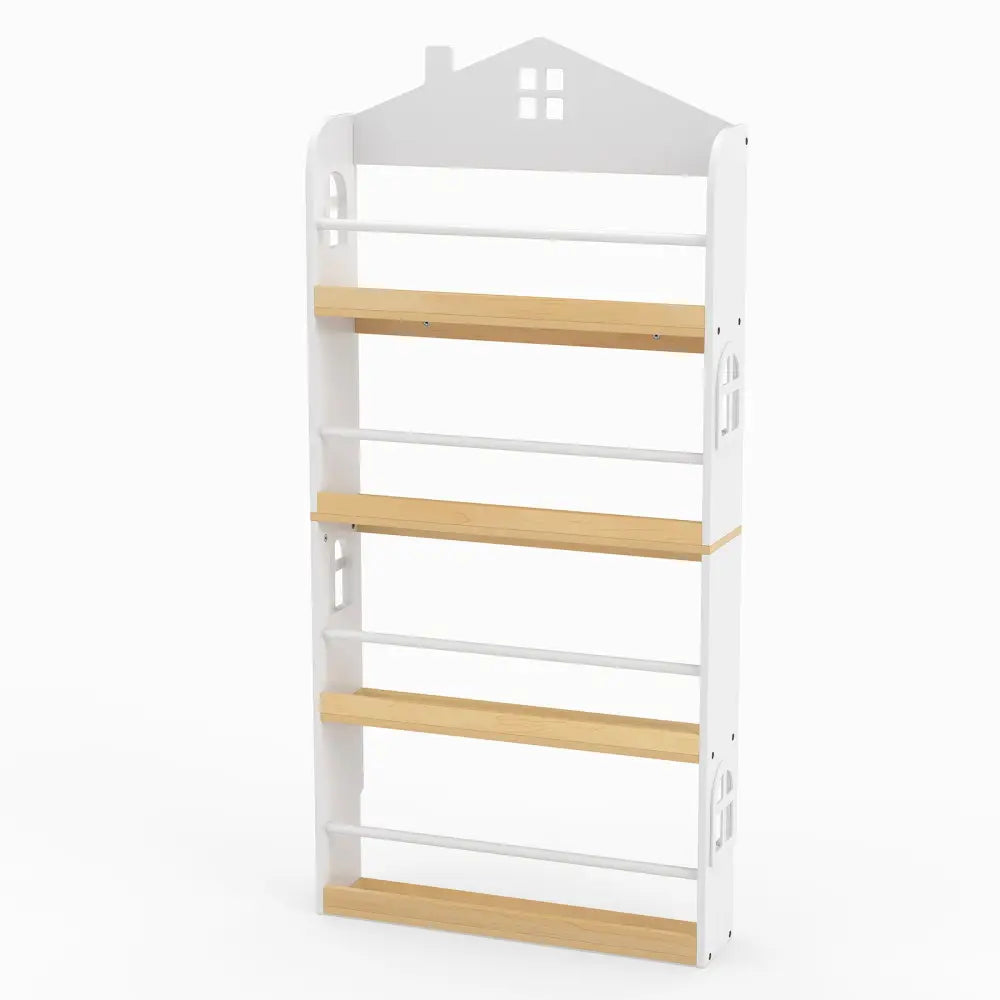 House-Shaped Kids Bookshelf with Anti-falling Baffles-White - White - Kids Storage