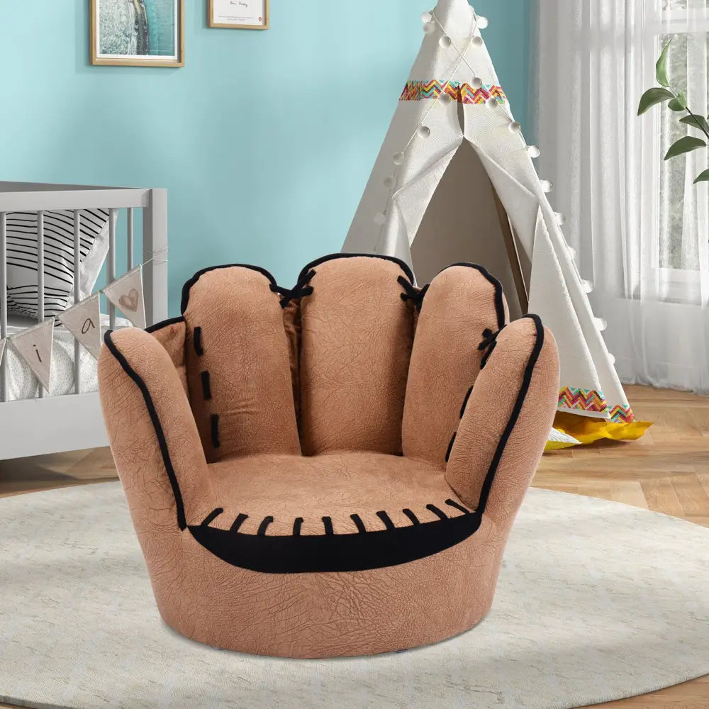 Household Five Fingers Baseball Glove Shaped Kids Leisure Upholstered Sofa - Brown - Kids Chairs & Seating