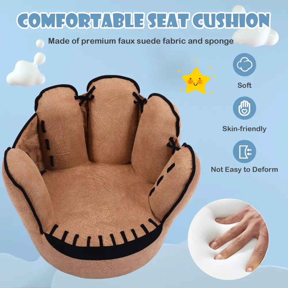 Household Five Fingers Baseball Glove Shaped Kids Leisure Upholstered Sofa - Brown - Kids Chairs & Seating