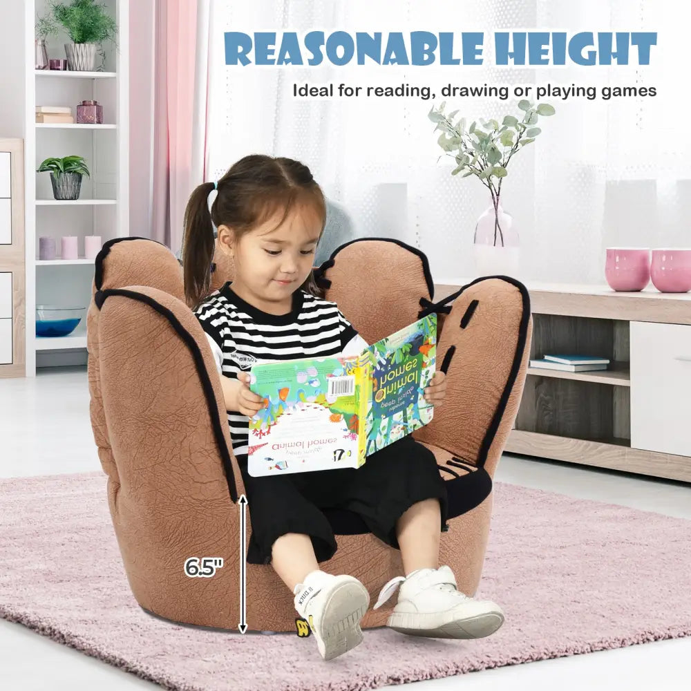 Household Five Fingers Baseball Glove Shaped Kids Leisure Upholstered Sofa - Brown - Kids Chairs & Seating
