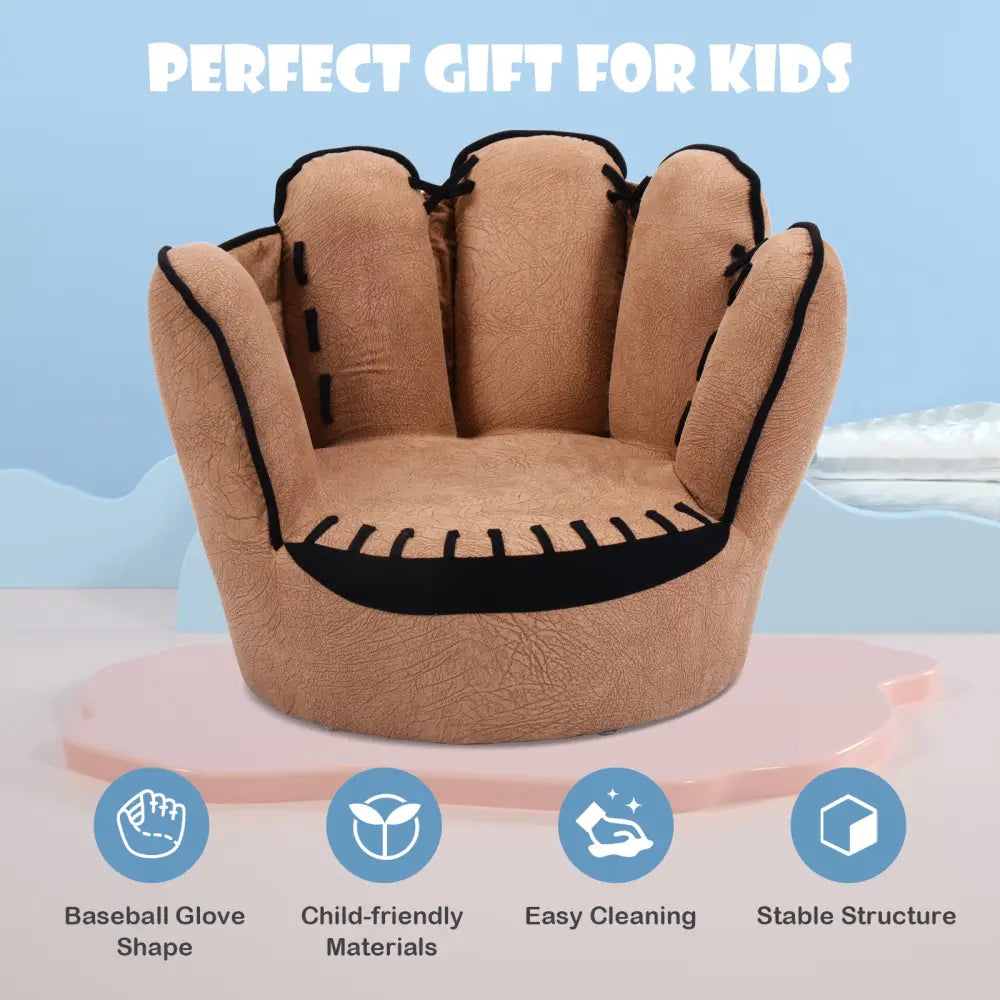 Household Five Fingers Baseball Glove Shaped Kids Leisure Upholstered Sofa - Brown - Kids Chairs & Seating