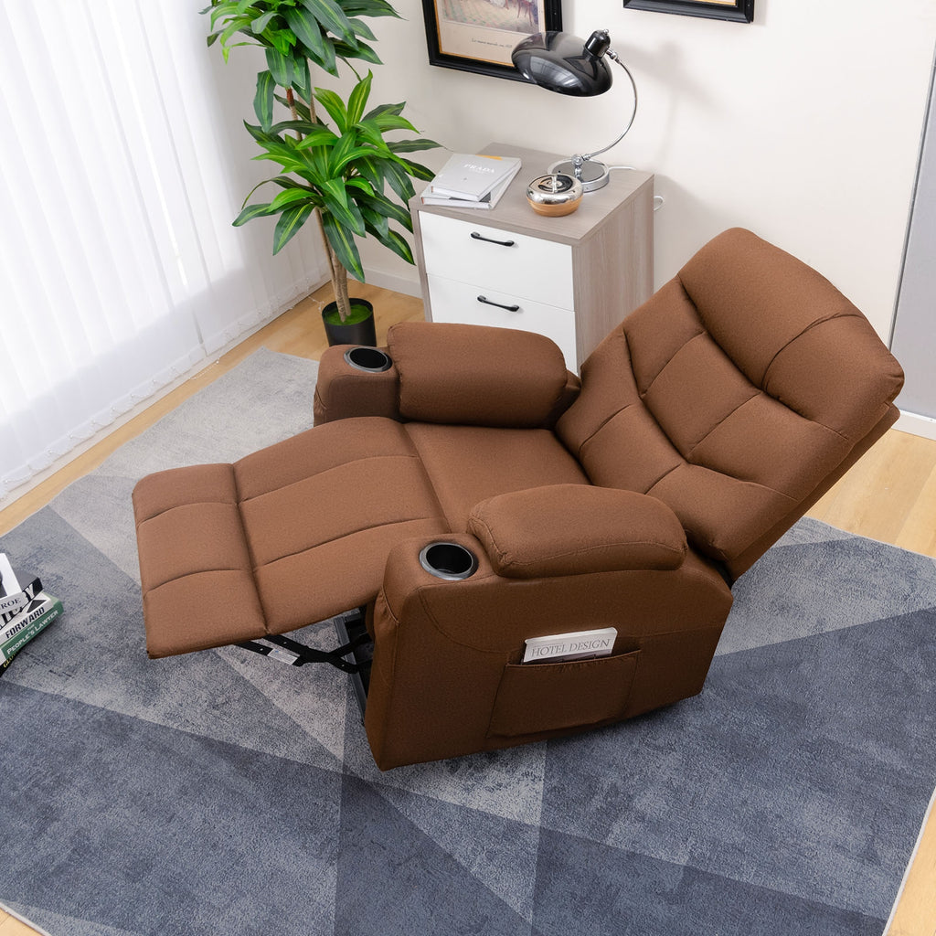 Electric Power Lift Recliner Chair with Vibration Massage and Lumbar Heat-Brown