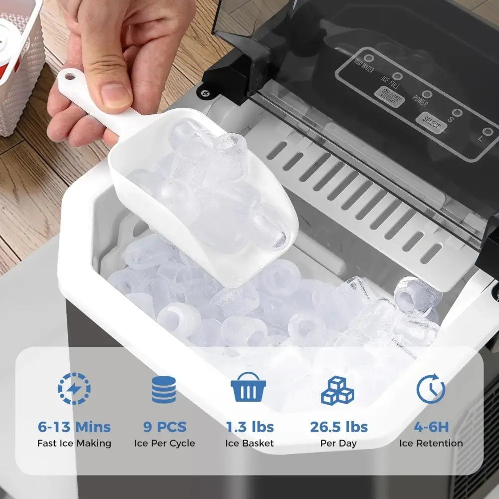 Ice Maker Countertop with Self-Cleaning for Home Kitchen Office Party-Black Costway