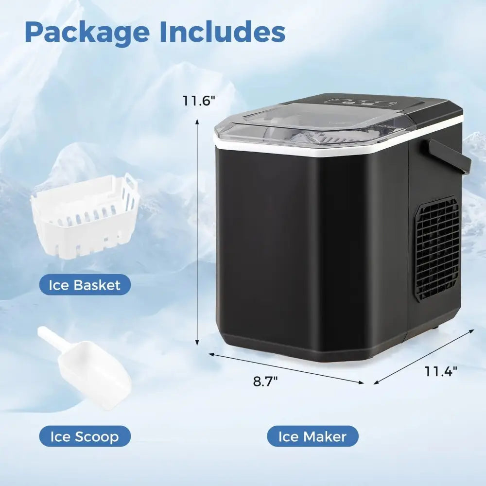 Ice Maker Countertop with Self-Cleaning for Home Kitchen Office Party-Black Costway