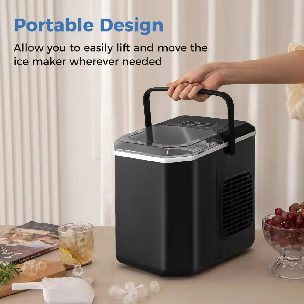 Ice Maker Countertop with Self-Cleaning for Home Kitchen Office Party-Black Costway