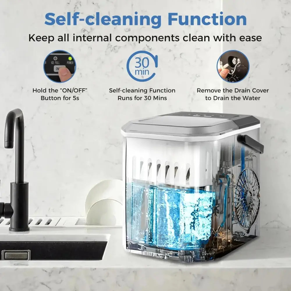 Ice Maker Countertop with Self-Cleaning for Home Kitchen Office Party-Black Costway